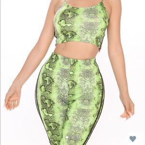 lime green (snake print) 2 piece